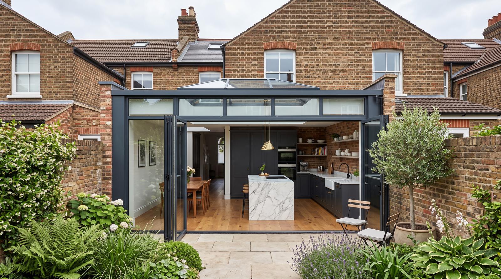 Glazed rear extension to a period property
