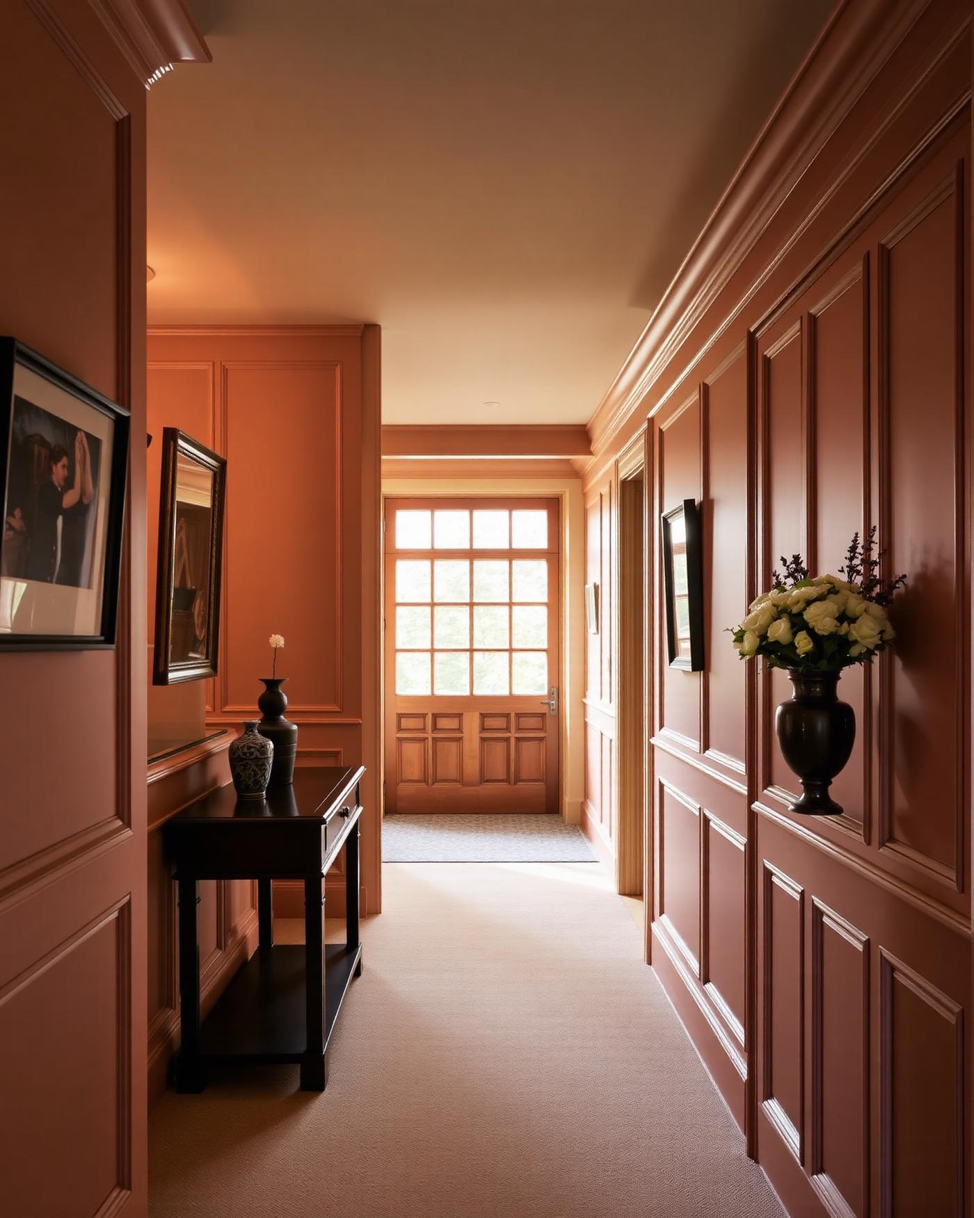 Panelled hallway with concealed lighting